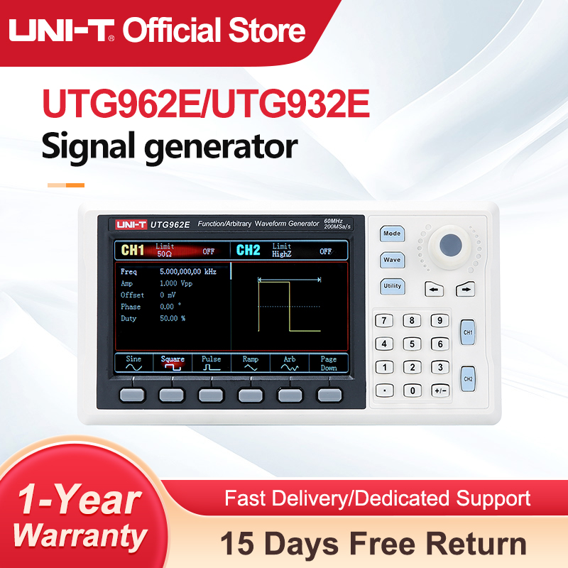 Dual Channel Arbitrary Waveform Function Generator 60Mhz - UNI-T UTG932E UTG962E 機能任意波形発生器信号源デュアルチャンネル 200MS/s 14