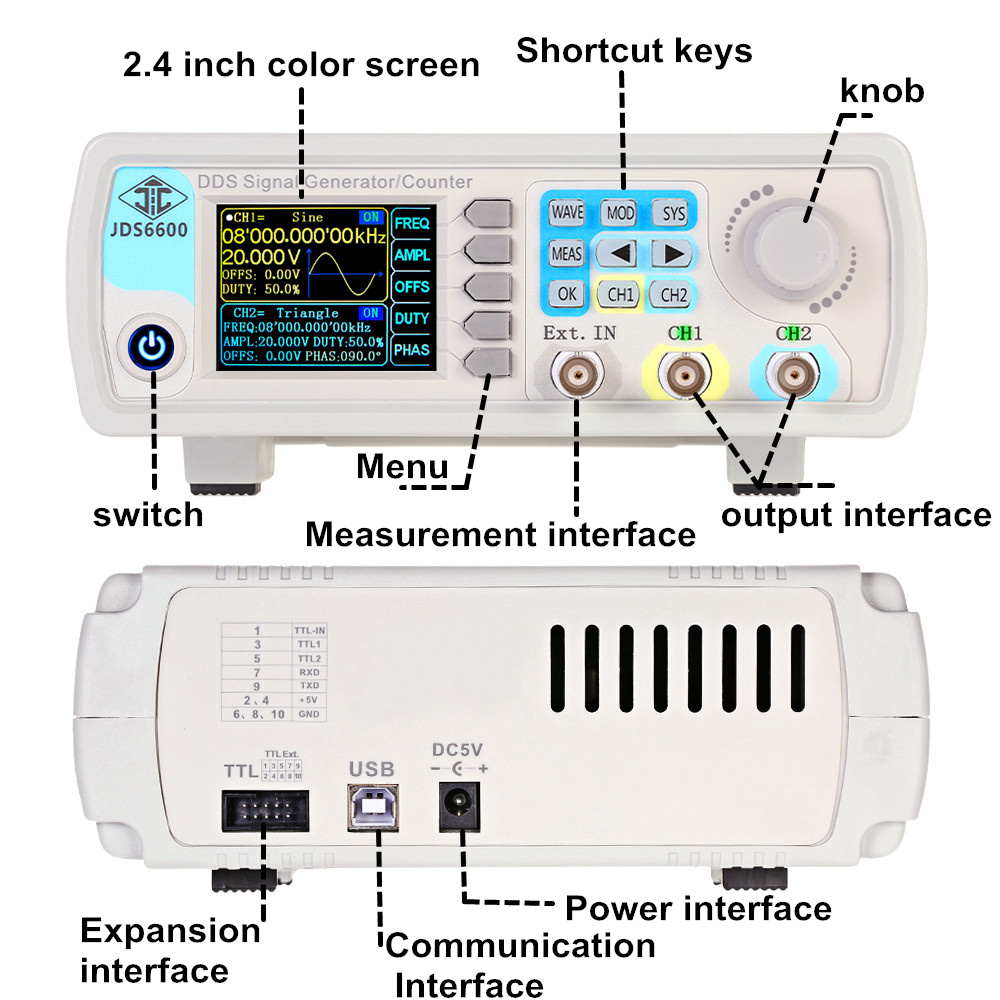 YAO JDS6600 15/30/40/50/60MHz  - Dual Channel Arbitrary Waveform Function Generator 60Mhz のレビューと価格